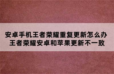 安卓手机王者荣耀重复更新怎么办 王者荣耀安卓和苹果更新不一致